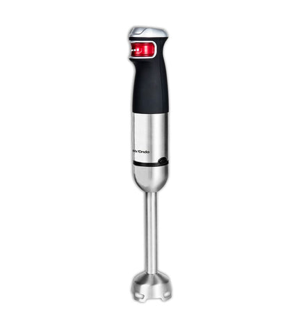 Mx Onda BB2500 hand blender with 1200W motor for kitchen use, showing the sleek handheld design and blending attachments.