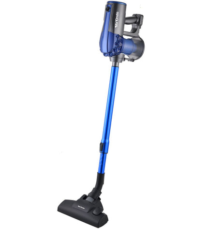 Mx Onda Steelstofzuiger MXAS2050 600W cleaning floor with a sleek black and silver vacuum cleaner in a home setting.