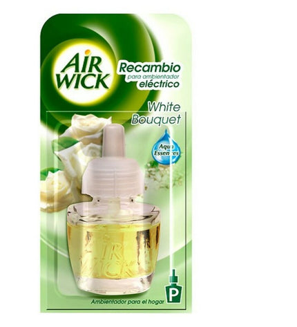 White Bouquet air freshener refill for electric air freshener by Air Wick, 19 ml, designed for home and kitchen use.