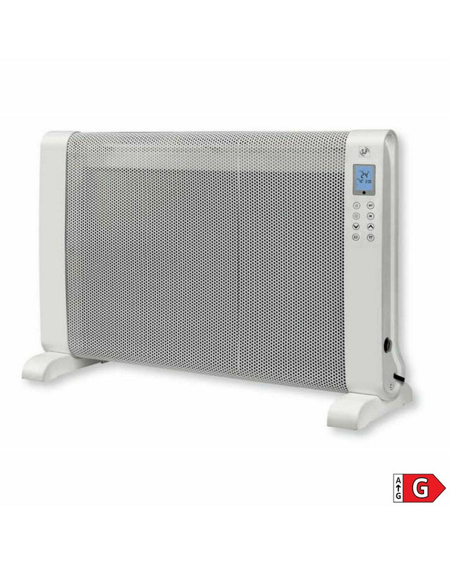 S&P 1500W white portable heater for home and cooking, compact design with control panel and vents.