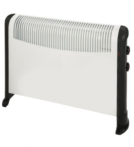 S&P TLS501 white digital heater with 2000W, portable home and cooking climate control device, showing digital display and vents
