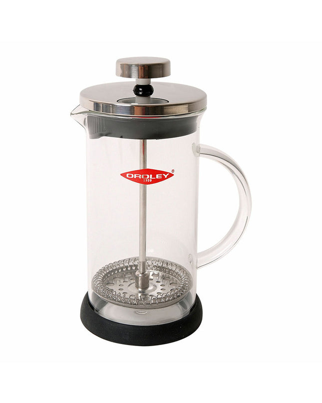 Oroley Spezia coffee pot with piston, 6 cups, borosilicate glass and stainless steel 18/10, 600 ml for brewing coffee or tea