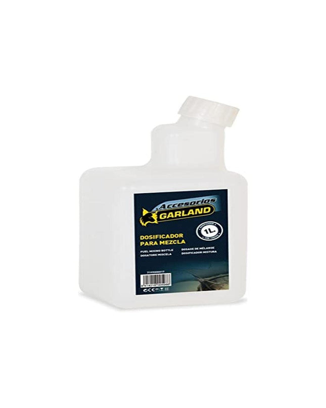 Garland 1L dosing dispenser for garden, pool, and Jacuzzi chemicals, shown in a close-up of the plastic unit.