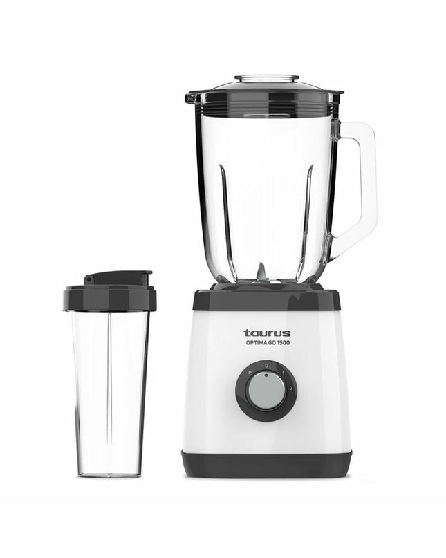 Taurus 912471000 black and white 1500W kitchen mixer with 1.5L capacity, compact electric appliance for home cooking.