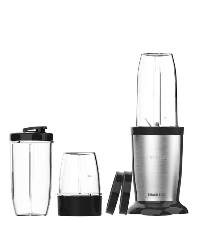 Taurus Shake & Go black 800W mixer with stainless steel blending jar for quick, efficient mixing in the kitchen.