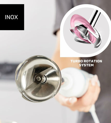 Taurus ROBOT 1000 X black hand blender with 1000W power, compact kitchen small electric appliance on a countertop.