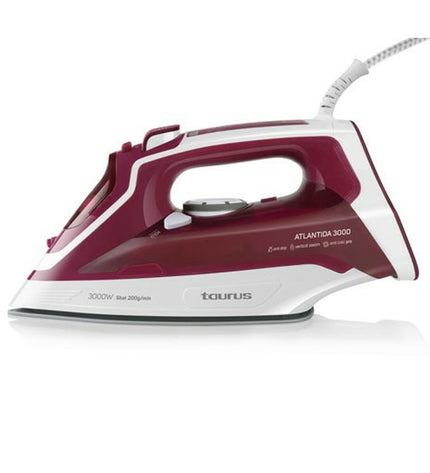 Taurus 918979000 steam iron with 3000W power, featuring a sleek design and water tank for efficient clothing ironing.