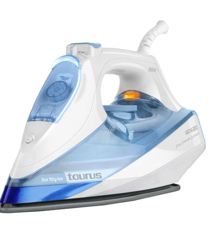 Taurus Agatha 2800W steam iron with water tank and ergonomic handle, ideal for household clothing ironing.