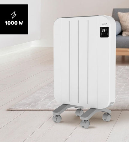 Taurus Nepal 1000 digital heater for four rooms, portable air conditioning unit in white, suitable for home and cooking use.