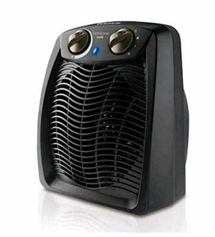 Black Taurus TROPICANO 2400W portable heater for home and cooking, showing the sleek design and control panel of the unit.