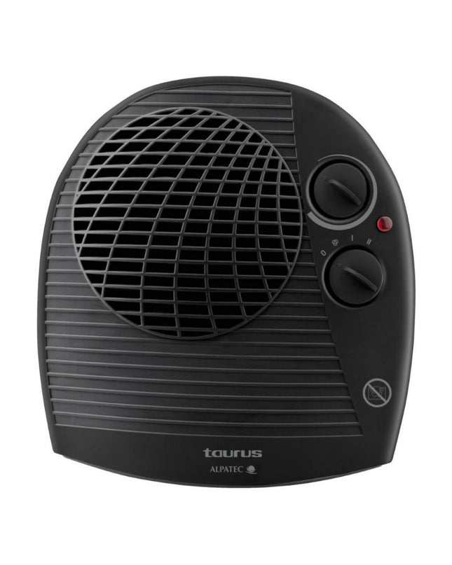 Black Taurus 2000W portable heater with digital display and adjustable temperature controls for home and kitchen use.