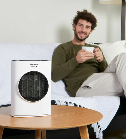 Taurus TROPICANO 7CR portable air conditioner in white with 1500W heating, compact home climate control device.