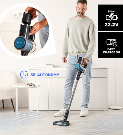 Taurus Steelstofzuiger vacuum cleaner in black and silver with hose and attachments for home cleaning and floor maintenance.