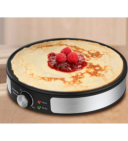 Taurus Crepe&Fun pancake maker with non-stick surface, compact design, and adjustable temperature control for homemade crepes.