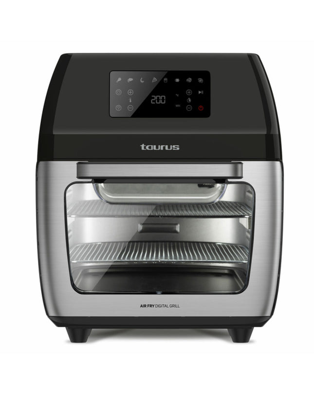 Taurus DIGITAL12C black air fryer with 12-liter capacity and 1300W power, compact kitchen appliance for healthy frying.
