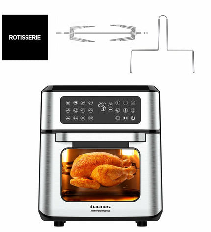 Taurus AIR FRY GRILL 12L luchtfriteuse with digital display and black finish, suitable for home cooking and small electric appliances.