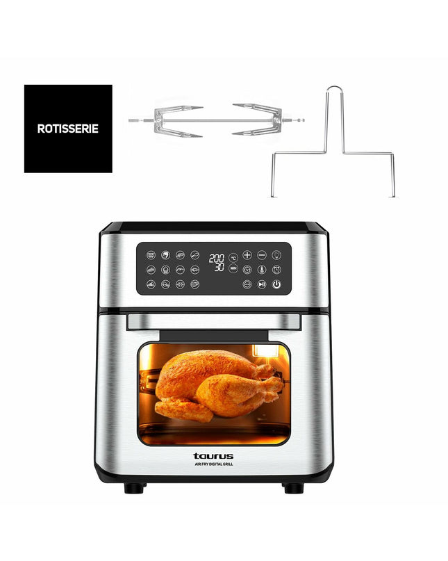 Taurus AIR FRY GRILL 12L luchtfriteuse with digital display and black finish, suitable for home cooking and small electric appliances.