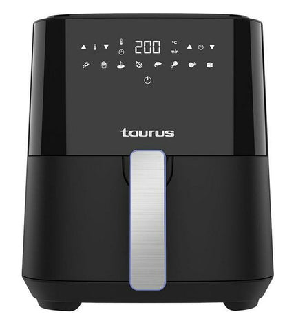 Taurus Luchtfriteuse 973994000 for home cooking, compact electric fryer with digital controls and sleek black design.