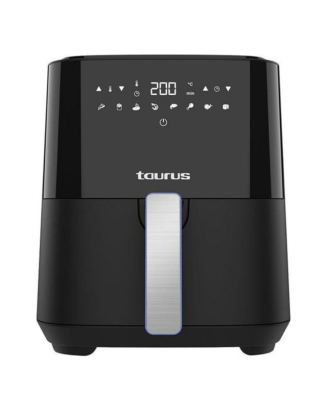 Taurus Luchtfriteuse 973994000 for home cooking, compact electric fryer with digital controls and sleek black design.
