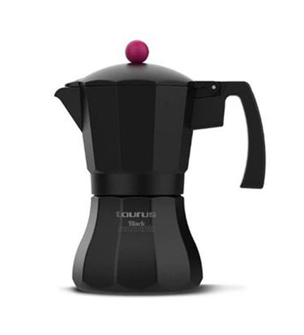 Taurus Italiaanse koffiepot KCP90012I 12T in zwart, roestvrij staal en aluminium, 12 koppen, geschikt voor huis en koken.