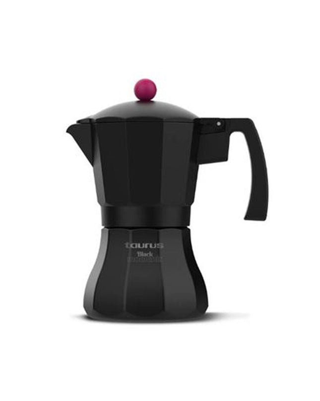 Taurus Italiaanse koffiepot KCP90012I 12T in zwart, roestvrij staal en aluminium, 12 koppen, geschikt voor huis en koken.