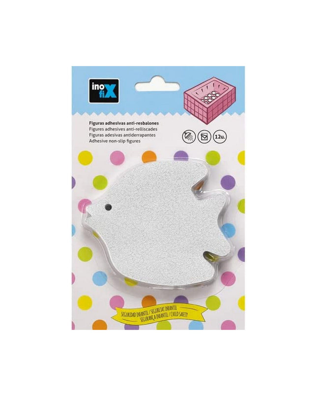 Set of 12 Inofix animal and fish bathroom figures with anti-slip bases for shower and bathroom decor.