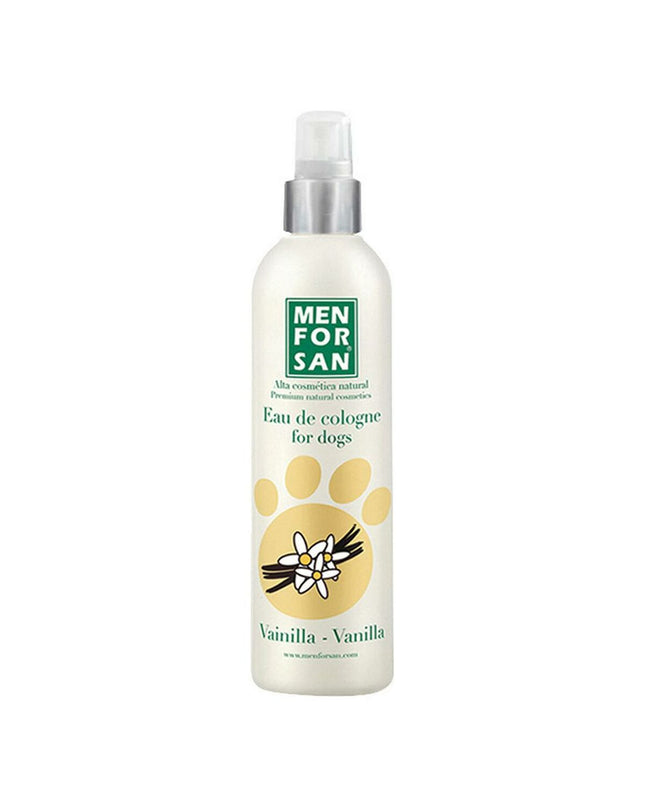 Menforsan Vanille pet perfume bottle for dogs, 125 ml, with a white and purple label, designed for pet grooming and freshness