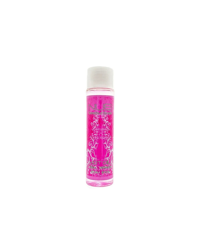 Nuei Cosmetics of the Night massage oil bottle for health and personal care, with a sleek label and amber-colored liquid inside.