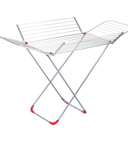 Garhe aluminium clothes drying rack for home and kitchen storage, with multiple hanging bars for organizing laundry.
