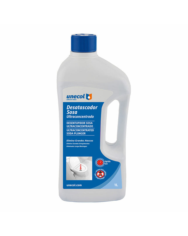 Unecol Sosa Ultra Plunger 500ml for household cleaning and kitchen use, shown with a white and blue design on a clean surface.