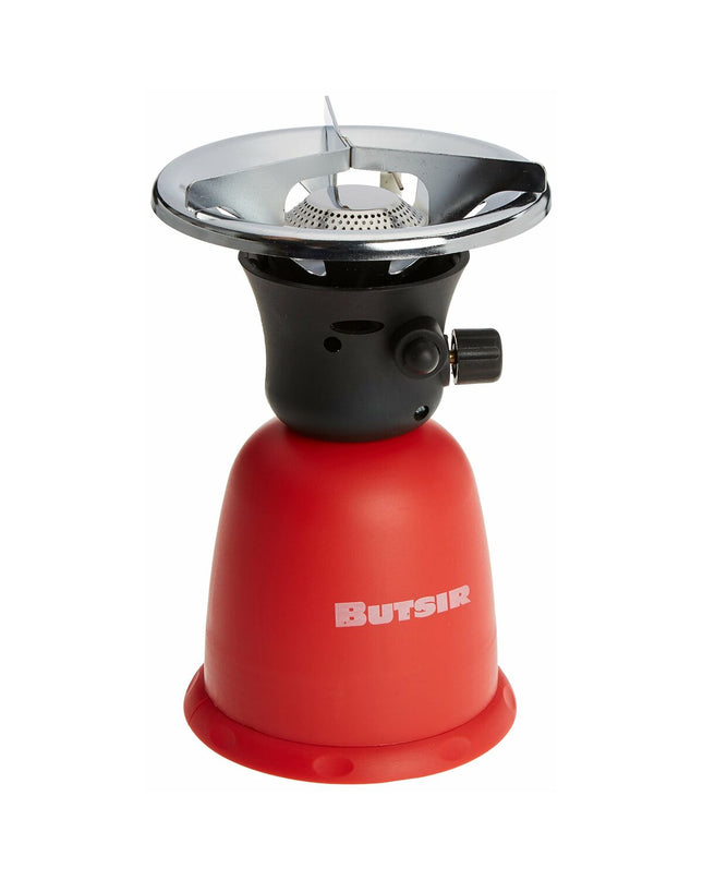 Butsir Natura gas stove with compact size, outdoor camping and hiking cookware, stainless steel, 14x22 cm for outdoor cooking.