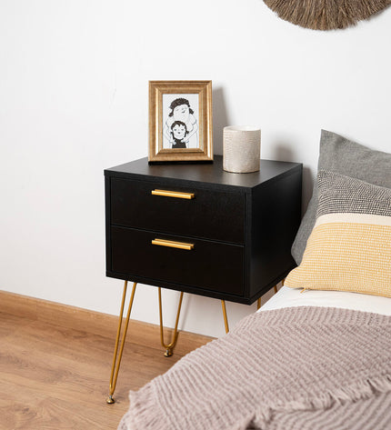 Vinthera Nachtkastje Moa zwart plastic, 40x30x60 cm, modern bedside table with clean lines and compact design.