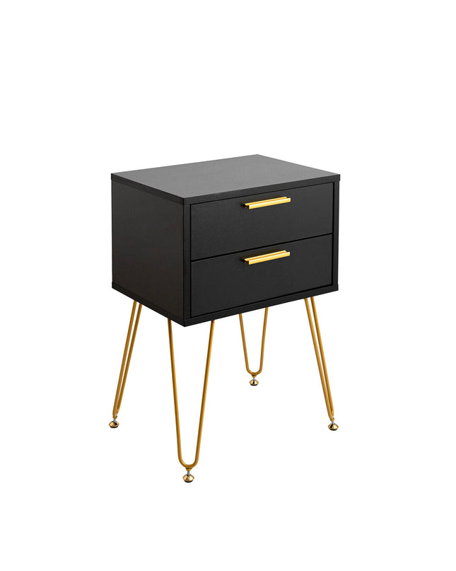 Vinthera Nachtkastje Moa in zwart plastic, 40x30x60 cm, modern bedside table with clean lines and compact design