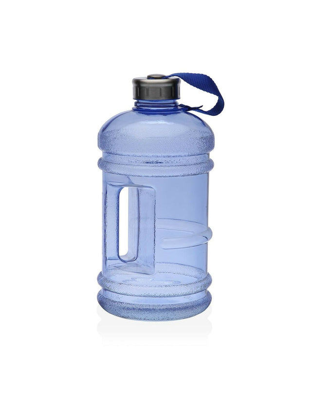 Versa Fles in blauw, 2L silicone and polyethylene camping water bottle with 13x26x13 cm size, suitable for outdoor activities.