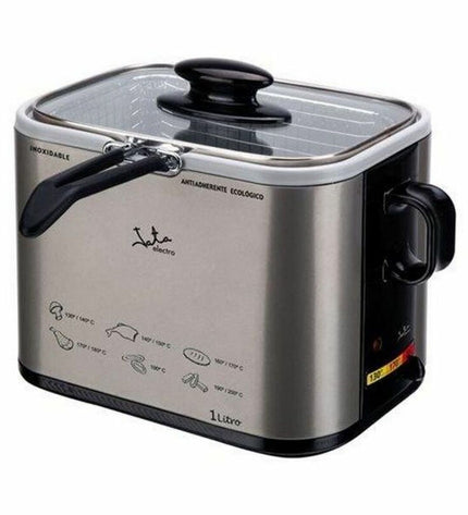 JATA small electric deep fryer with 1-liter capacity and 1000W power, compact kitchen appliance for frying.
