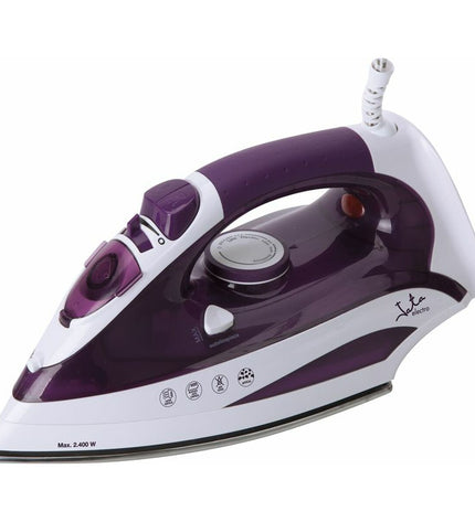JATA PL225 steam iron with 2400W power, shown with ceramic soleplate and water tank for efficient ironing.