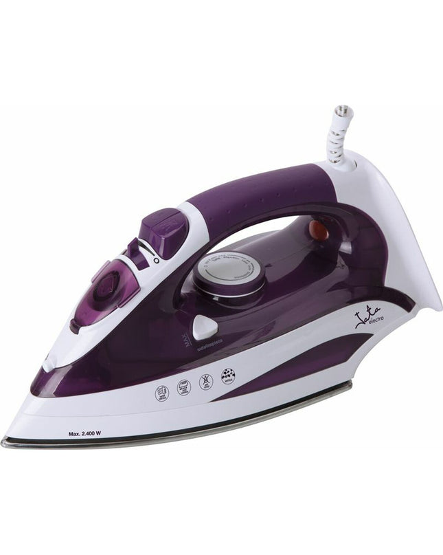 JATA PL225 steam iron with 2400W power, shown with ceramic soleplate and water tank for efficient ironing.