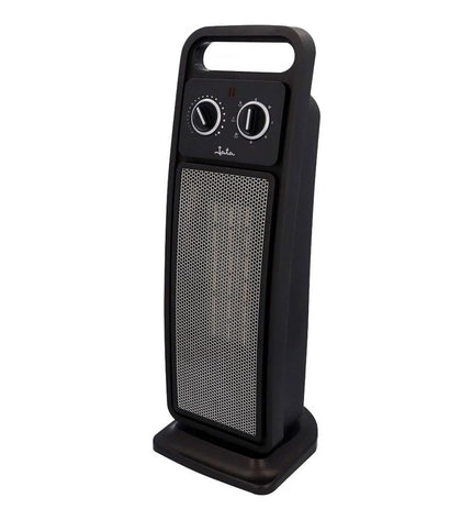 JATA JCTC2101 black 2000W portable heater for home and kitchen use, compact design with digital controls.