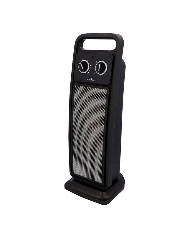JATA JCTC2101 black 2000W portable heater for home and kitchen use, compact design with digital controls.