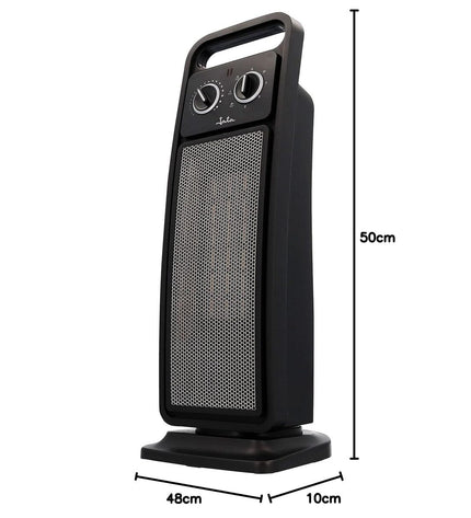 JATA JCTC2101 zwarte draagbare verwarming met 2000W voor huis en koken, compact en energiezuinig.
