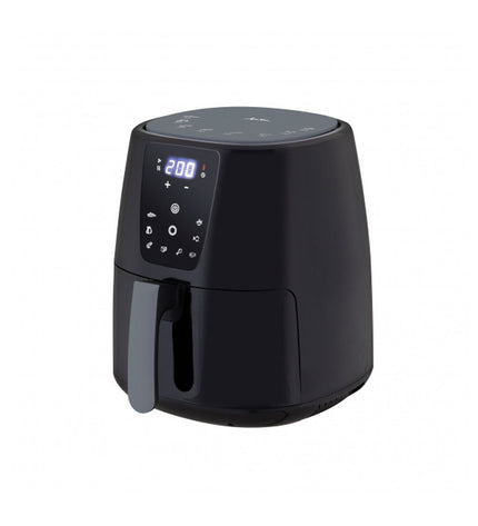 JATA JEFR1225 black air fryer with 1300W power and 5-liter capacity, compact kitchen appliance for healthy frying.