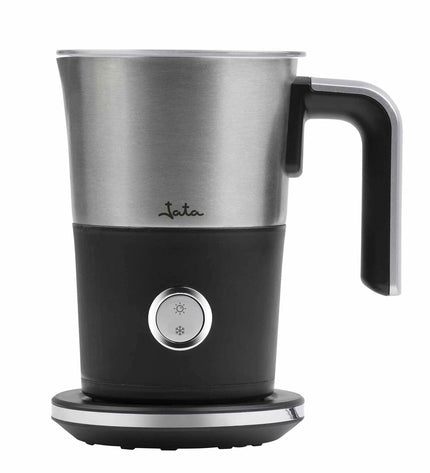 JATA JECL1900 milk frother, small electric kitchen appliance, showing stainless steel frothing jug and control buttons.