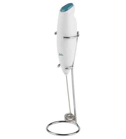 Blue and white JATA Mini-Opklopper en -Schuimer, small electric kitchen appliance for household use.