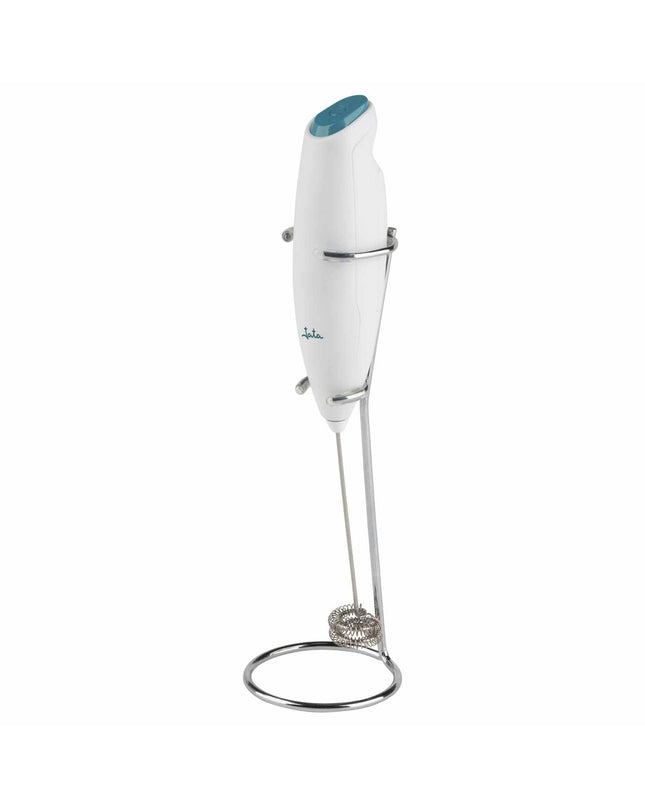 Blue and white JATA Mini-Opklopper en -Schuimer, small electric kitchen appliance for household use.