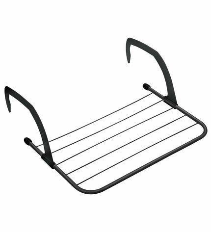 JATA Waslijn for household laundry, white fabric with metal hooks for hanging clothes or towels in home storage and organization.