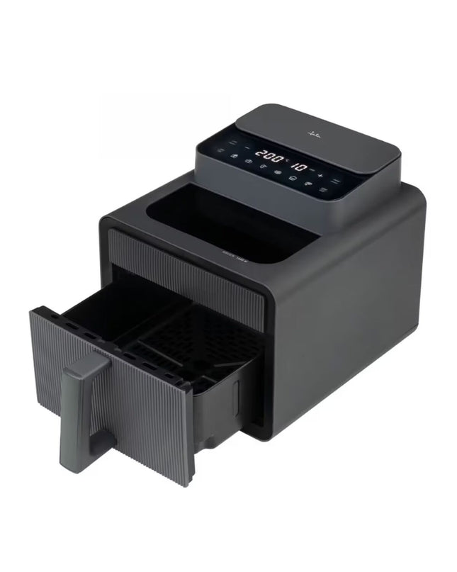 JATA luchtfriteuse JEFR1270 in blauw en zwart with 7L capacity, 1600W-1700W power, compact kitchen small appliance.