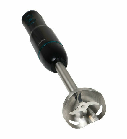 JATA JEBT1906 black hand blender with 500W motor, compact kitchen appliance for blending and mixing.