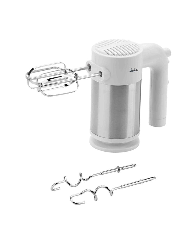 JATA JEMA1240 white stainless steel blender and dough mixer with 400W motor, compact small kitchen appliance for home cooking.