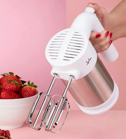 JATA JEMA1240 white and stainless steel blender and dough mixer with 400W motor, compact kitchen appliance for home cooking.