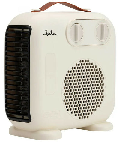 JATA JCTV1206 white portable heater with 2000W power, suitable for home heating and cooling, compact design with controls visible